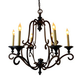 Chandelier, Oxidized Metal,  Six Arm, Black Candle Cups, Sku: 021721
